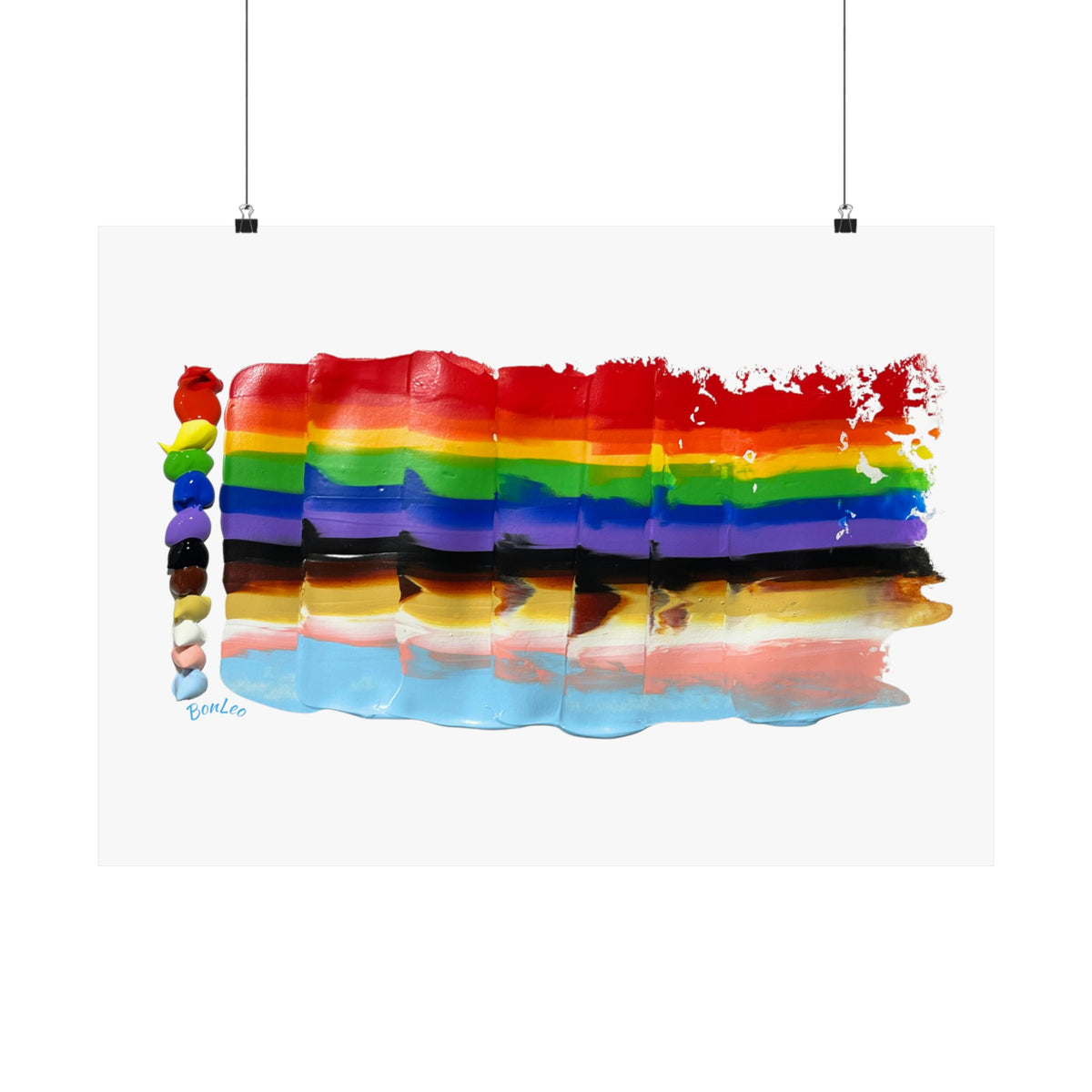 Pride Waving Flag 2025 in LGBTQIA+ Rainbow Matte Horizontal Posters