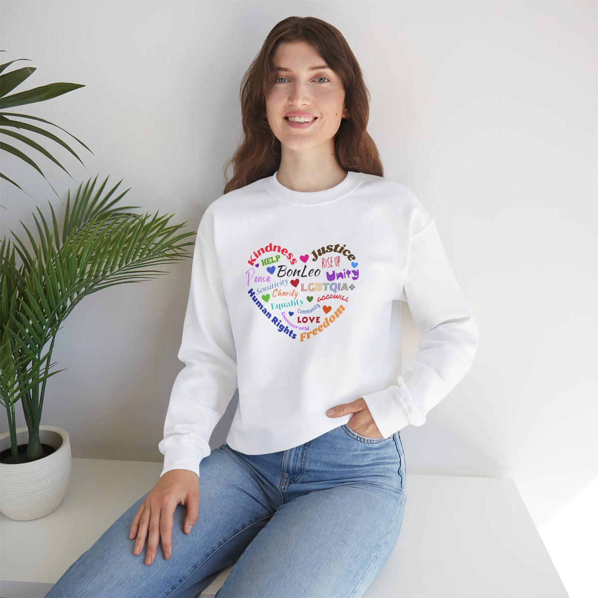 Love & Kindness BonLeo  Unisex Heavy Blend Crewneck Sweatshirt